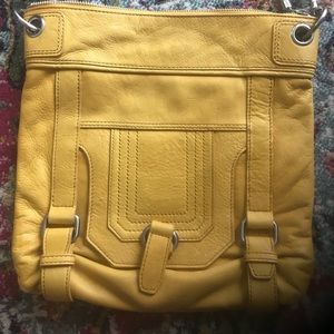 Yellow leather crossbody purse